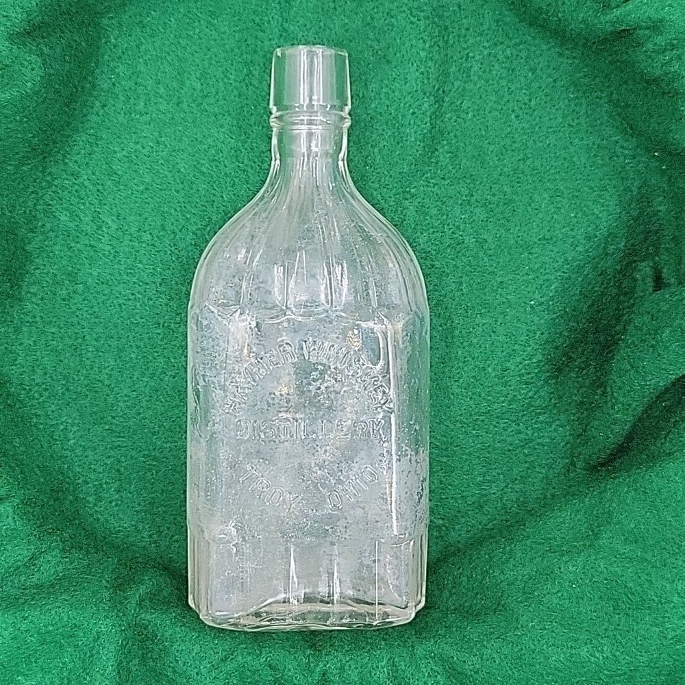 Hayner Antique Whiskey Glass Bottle Flask